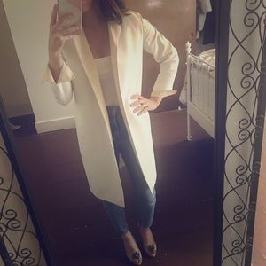 Akris Reversible Cotton-Stretch Coat (White/Nude)